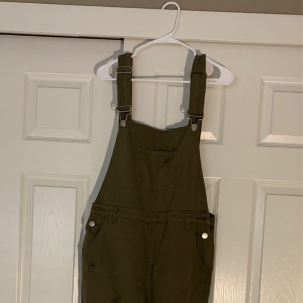 Green Distressed Overalls